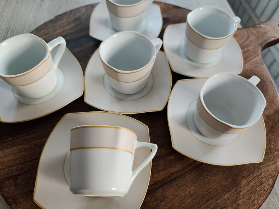 Zestaw ceramiczny do espresso filiżanki spodki talerze po 6 sztuk