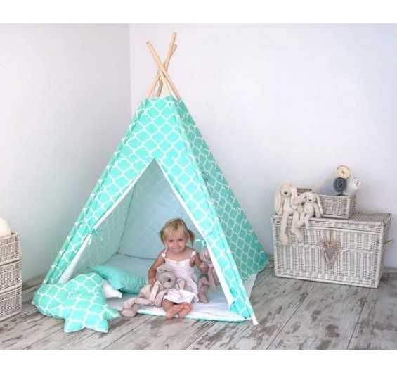 Tenda, colchão, 3 almofadas animais (116×116cm)