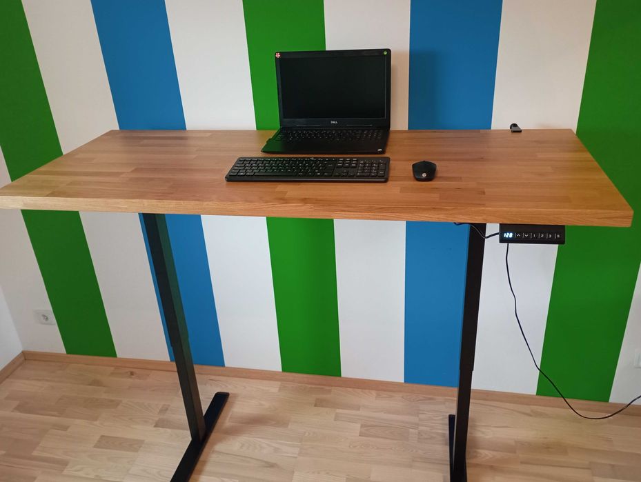 Biurko gamingowe dębowe, nowe, elektryczne stelaż regulowany
