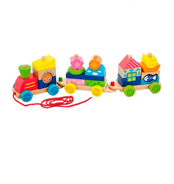 Дерев'яна каталка Поїзд із блоків Viga Toys
