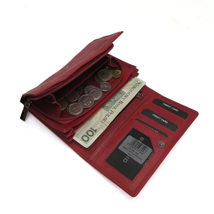 damski portfel matte - czerwony