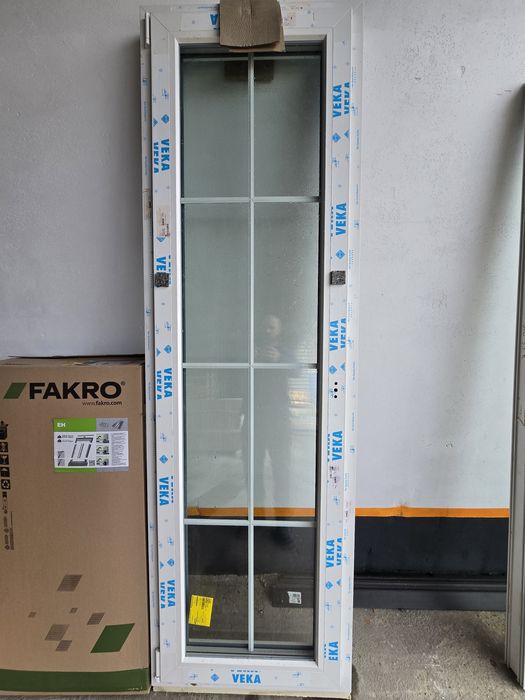 Okno veka 3 szyby białe szprosy 70×227 nowe