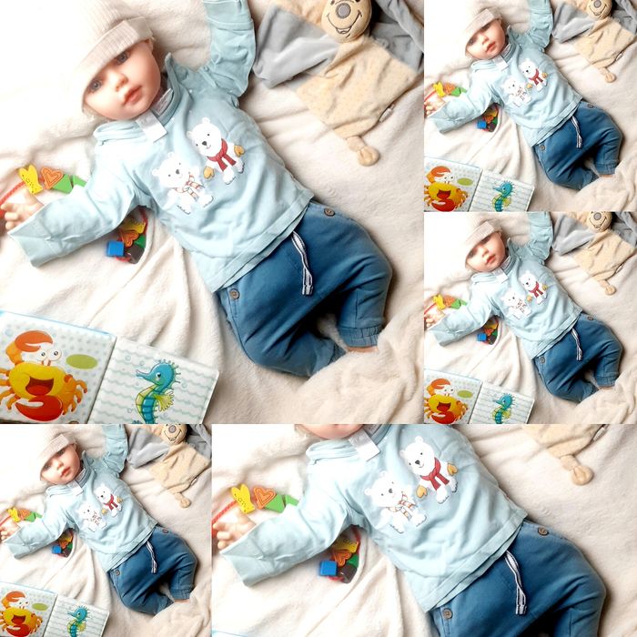 Mega paka roz 56/62 14 sztuk zestaw komplet chłopiec wyprawka bluza spodnie dres spodnie