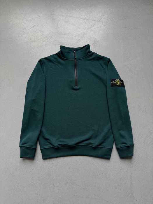 Білий зіп світшот на блискавці Stone Island Кофта Стон Айленд Світшоти