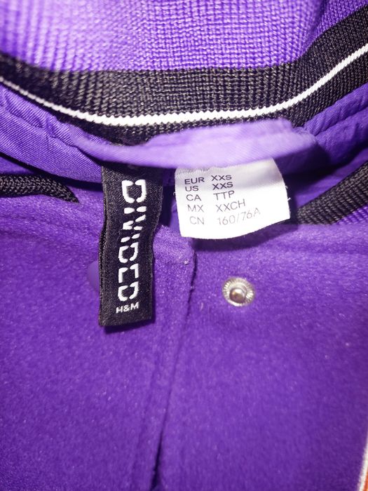 Kurtka bejsbolówka H&M 32 34 36 fiolet krem hight school modna bomberka