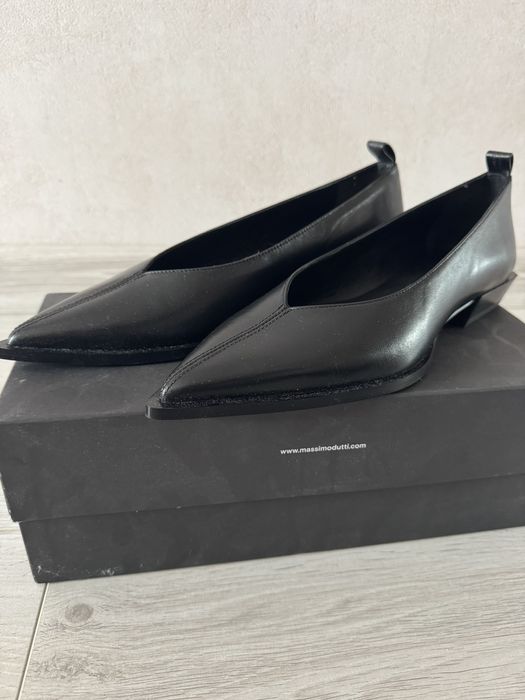 Туфли чёрные черевики чорні шкіряні 37-38 "Massimo Dutti"