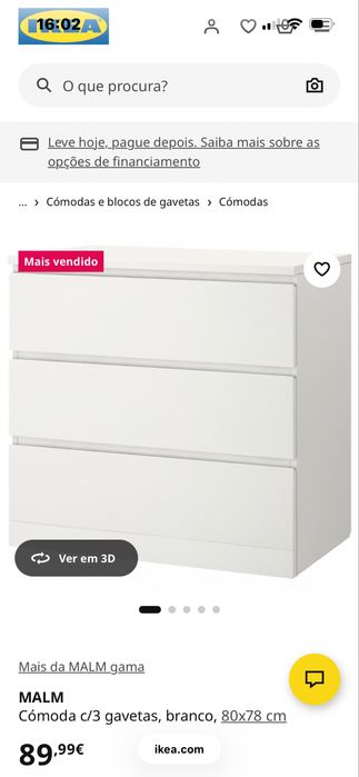 Comoda branca de gavetas