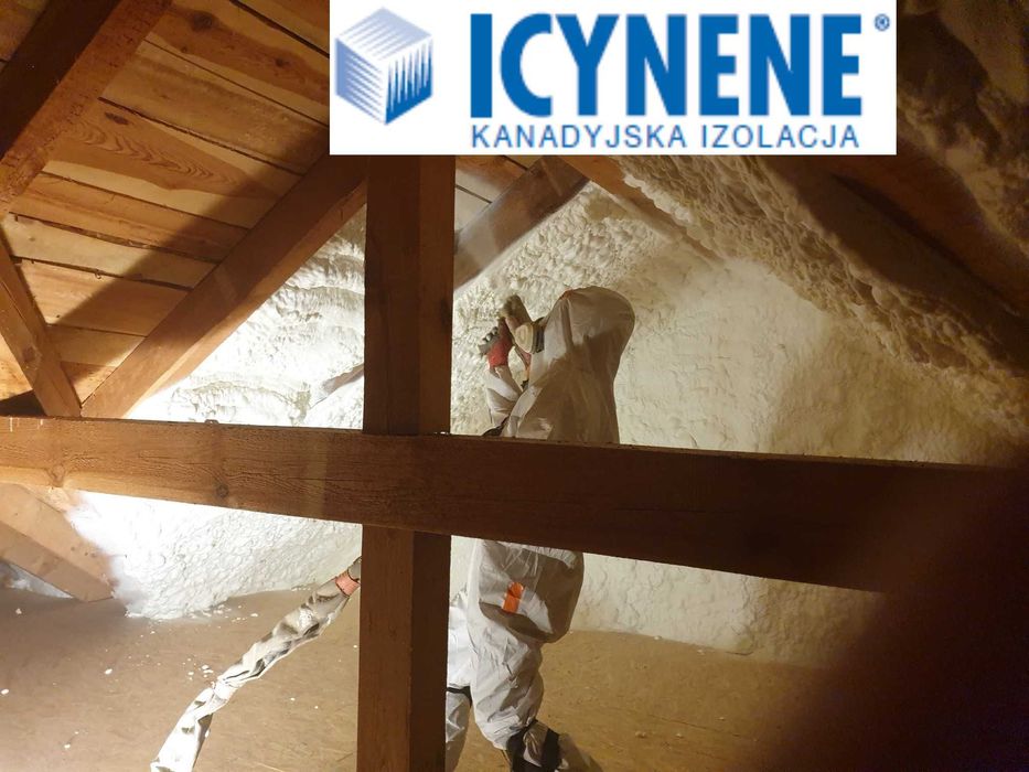 Ocieplanie, izolacje kanadyjską pianą PUR icynene. wdmuchiwanie wełny