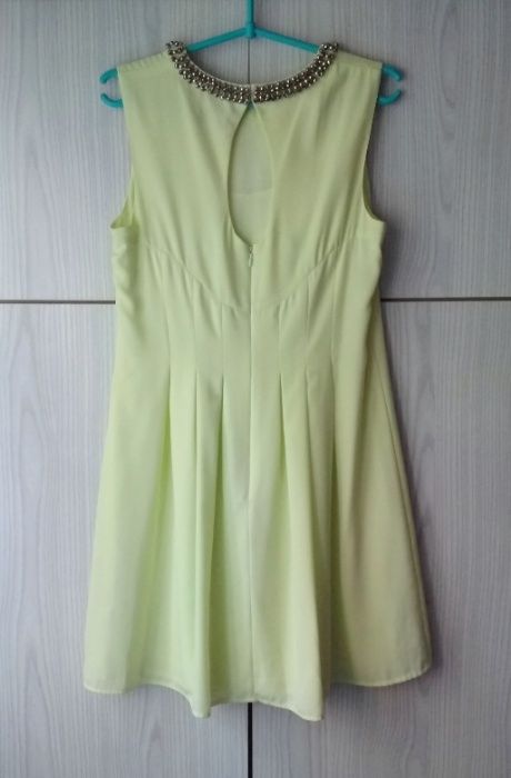 Cytrynowa żółta sukienka plisowana zakładki Oasis wesele Sylwester