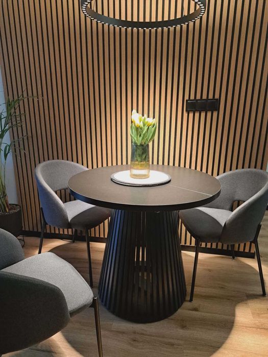Stół rozkładany czarny lamele LOFT