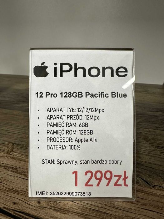 Smartfon Telefon Apple iPhone 12 Pro 128GB Pacific Blue bdb gwarancja
