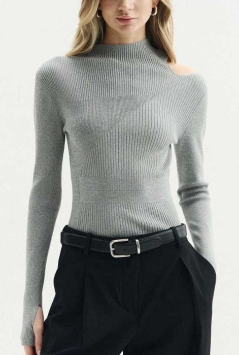 Calvin Klein Womenswear cienki sweter bluzka z rozcięciem  L XL