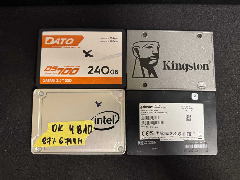 SSD 2.5' 256GB з BAD BLOCK, в робочому стані Intel/Dato/Kingston/Micron