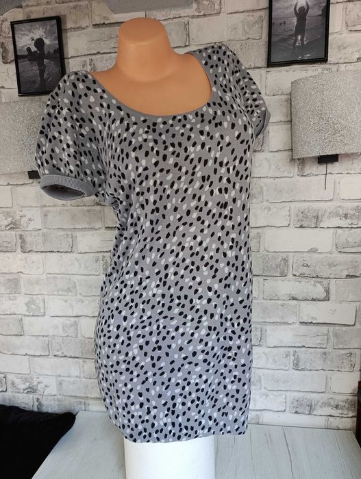 krótka elastyczna sukienka XL z dzianiny mini tunika dzianinowa szara