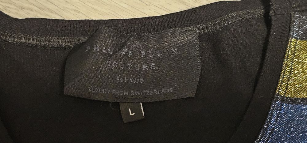 Philipp Plein Damski cekinowy top z czaszką i napisem  rozmiar L