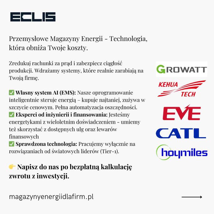 Przemysłowy Magazyn Energii | Ulga Podatkowa | Dofinansowanie