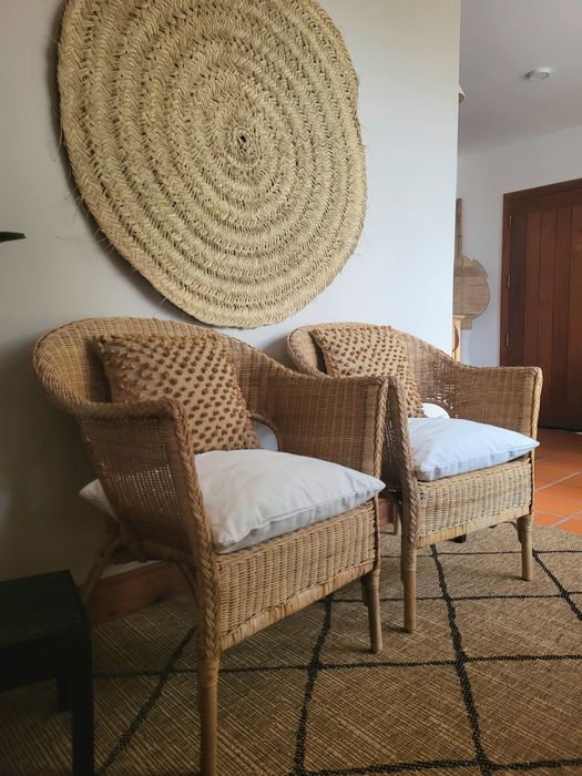 2 cadeiroes, poltrona, verga, rattan, rustico