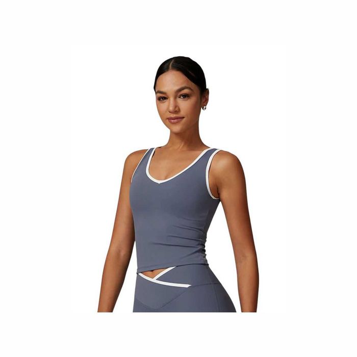 Топ Alo Yoga Contrast Line Tank Grey 88434-GY