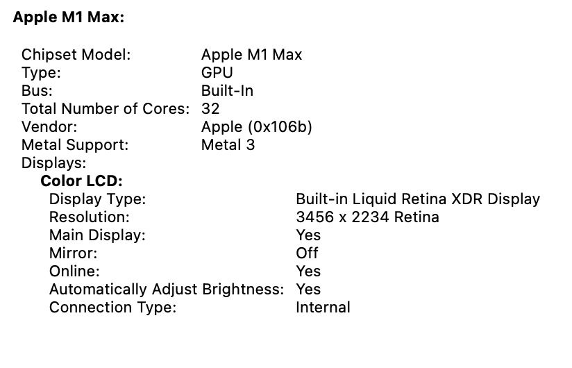 MacBook Pro 16 2021 M1 Max 32 GPU 32Gb RAM 1TB SSD 91%