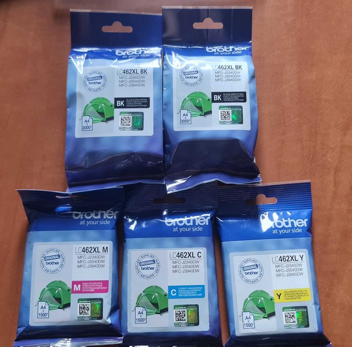 5x Tusz Brother LC462XL komplet zestaw XL CMYK ORYGINAŁ w tym 2 LC462XL BK