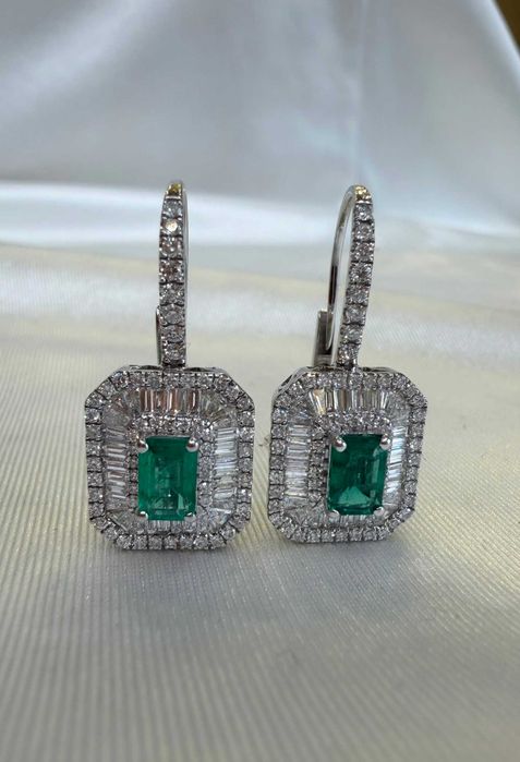 Kolczyki z szmaragdami 1.07 CT i diamentami naturalnymi 1.65CT
