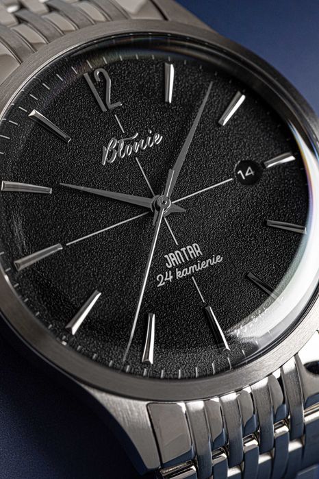 Błonie Jantar Noc Midnight | zegarek męski, czarna tarcza, bransoleta