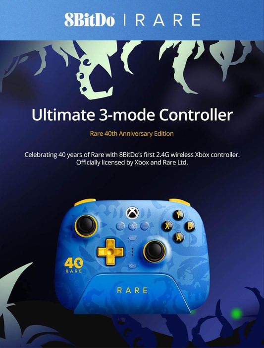 Геймпад 8BitDo Ultimate 3 Rare 40th Anniversary Edition джойтик контролер для Xbox Windows PC iOS Android док-станція