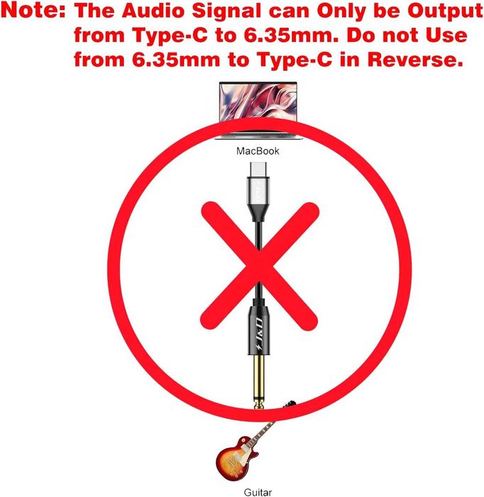 USB-C na 6,35 mm 1/4 cala kabel adaptera Aux, pozłacany 1m J&D spp39