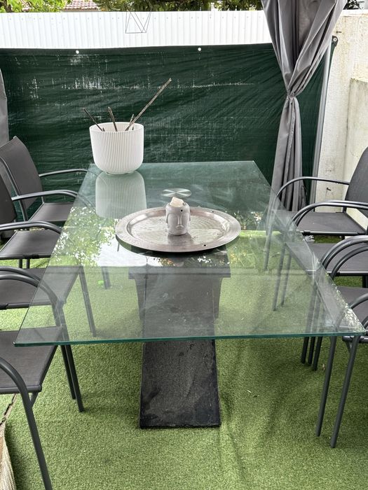 Mesa de vidro retagular 90x2,40