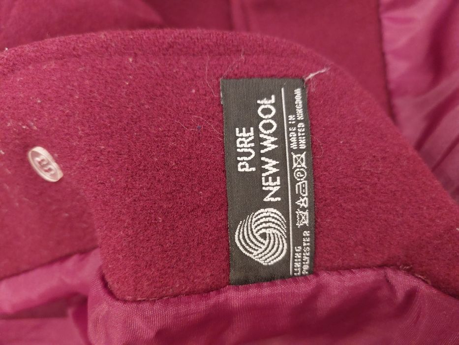 Płaszcz bordowy 7XL 54 wełniany 100% wełna burgund