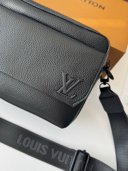 Сумка Louis Vuitton Fastline, чоловіча чорна шкіряна сумка, месенджер через плече, фастлайн луі вітон