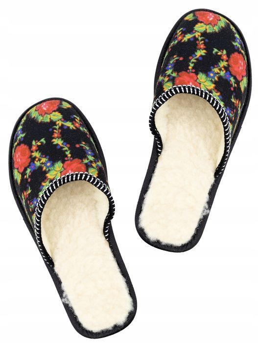 Ciepłe Pantofle Damskie Filcowe Kapcie Góralskie 35-41