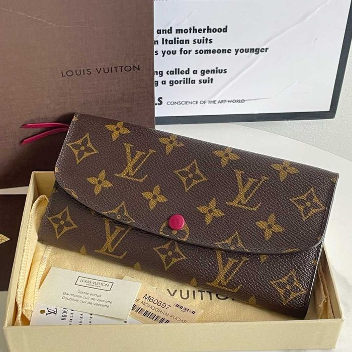 LV Louis Vuitton długi portfel Róża czerwona przycisk