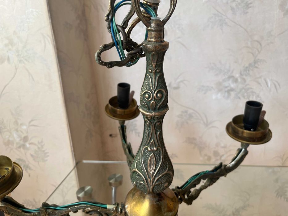 Бронзовая люстра Нимфа, на 5 рожков, СССР