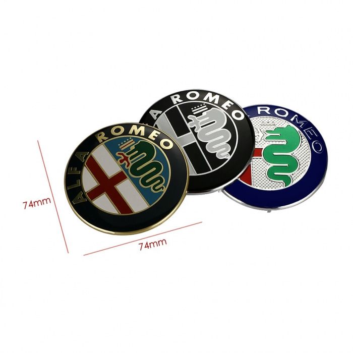 Simbolo logo alfa romeo 74mm em aluminio guilietta , gt , 147 , 159