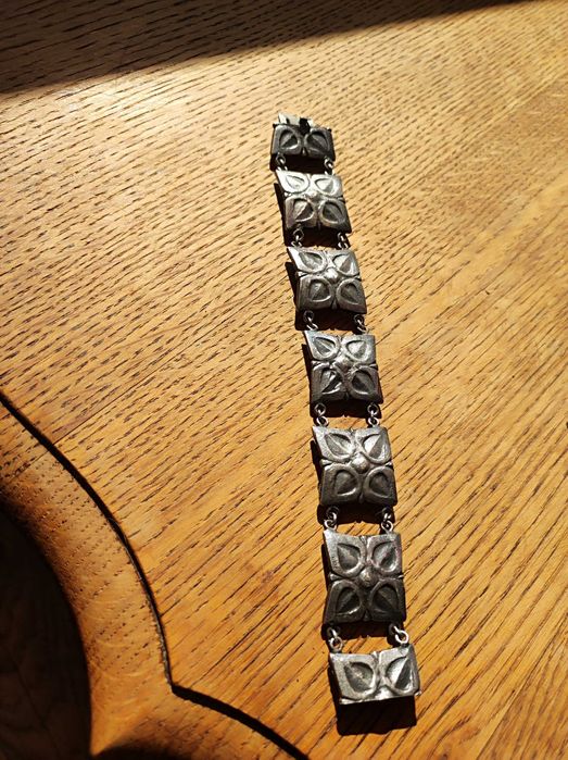 Bransoletka wykonana metalu, wzór secesja,panelowa