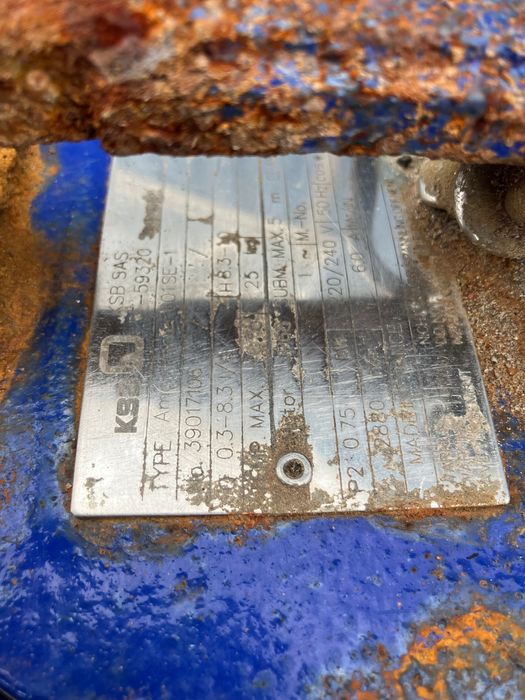 Pompa do brudnej wody szamba Ksb Ama-porter 601SE-1 wydajność 29m3/H