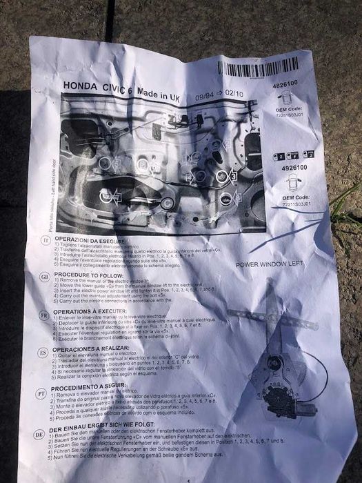 Elevador de vidro HONDA Civic VI Hatchback (EJ, EK)