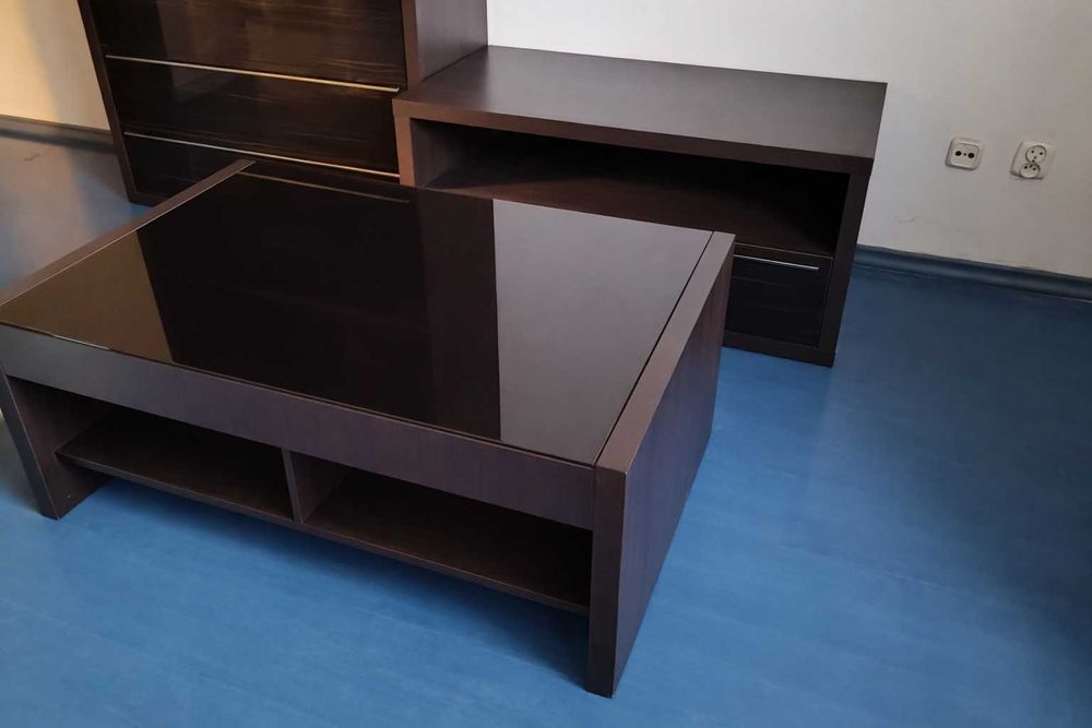 Zestaw BRW Creatio Venge – regał 218 cm + RTV + stolik, kącik kawowy