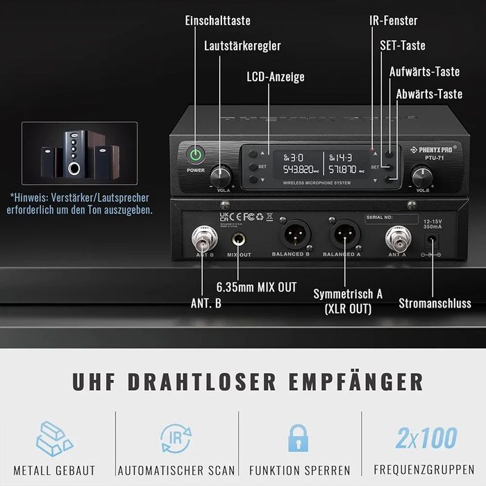 Phenyx Pro Bezprzewodowy system mikrofonowy PTU-71 A31