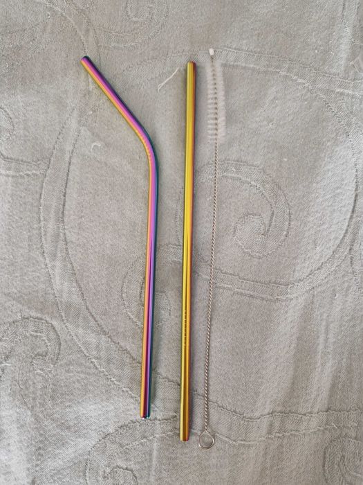 Palhas de metal com escova de limpeza / escovilhão