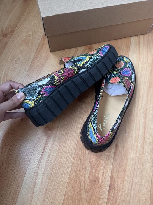 Rusin slip on wężowe platformy skóra skórzane 39