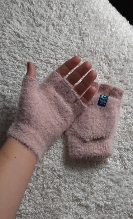 Rękawiczki różowe z klapką funkcjonalne