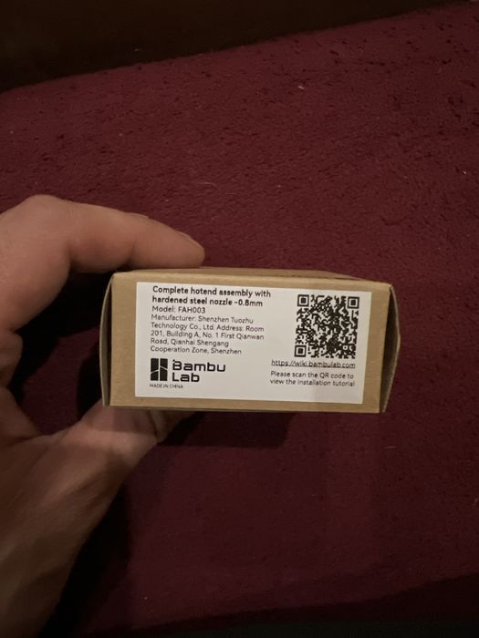 Bambu Lab hotend 0.8 mm hardened steel FAH003 X1 P1P P1S oryginał