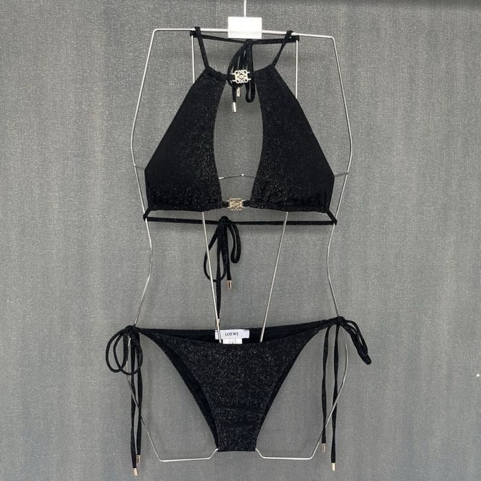 Купальник Loewe чорний сяючий М блискучий з блискітками на зав’язках
