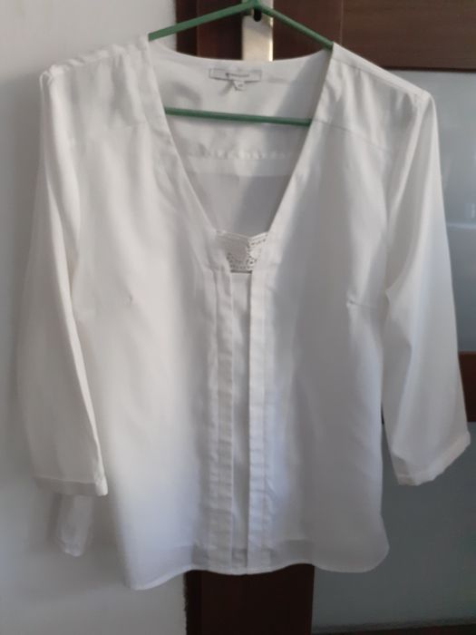 Biała bluzka damska, rękaw 3/4