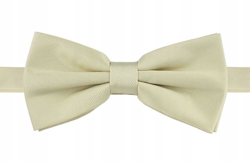 Mucha męska beżowa ecru / złota klasyczna gładka NOWA muszka