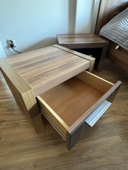 Szafki nocne komplet 2 szt. | nowoczesne | drewno + czarny połysk