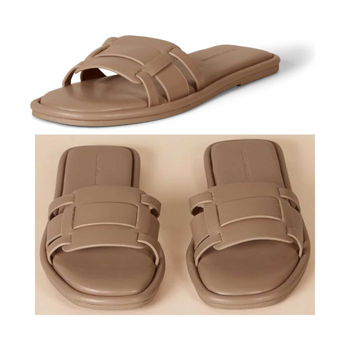 Amazon Essentials Damskie Klapki Brązowe Plecione Memory Foam 43