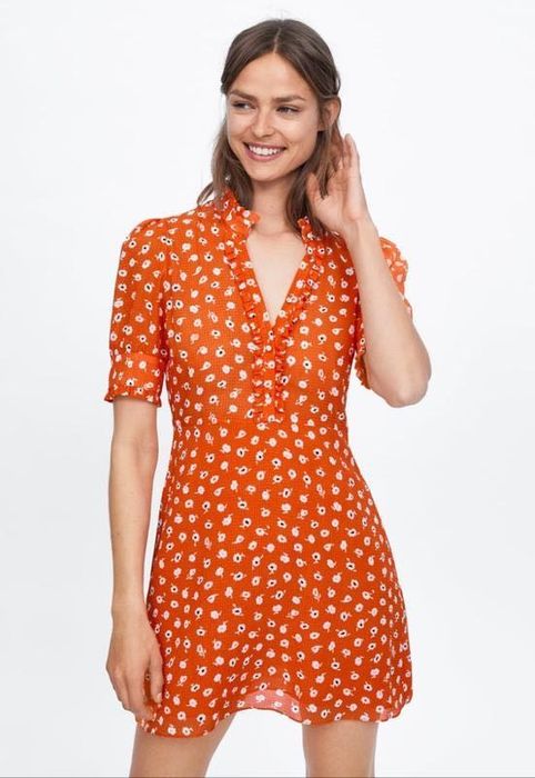 Zara orange hotsell floral dress